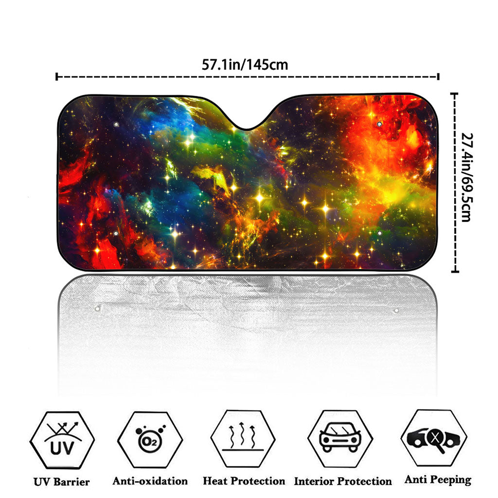 Colorful Universe Galaxy Space Print Car Windshield Sun Shade