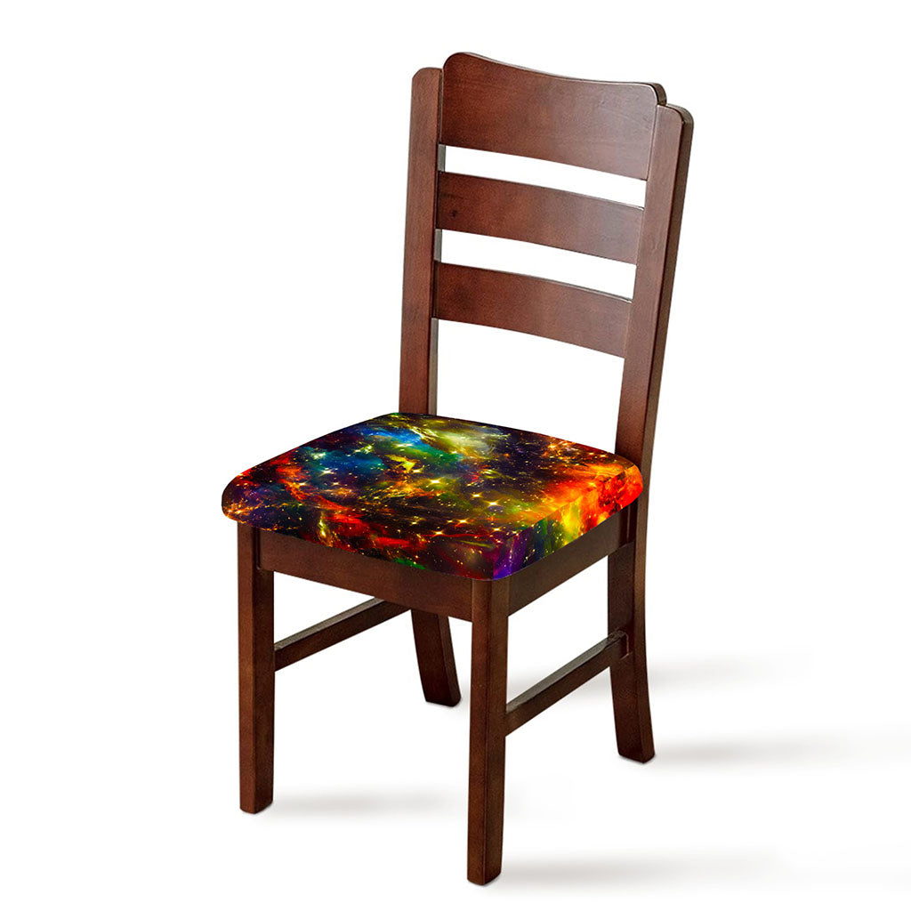Colorful Universe Galaxy Space Print Chair Cushion Cover