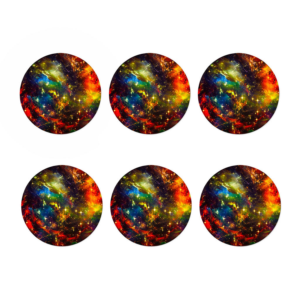 Colorful Universe Galaxy Space Print Coaster Set