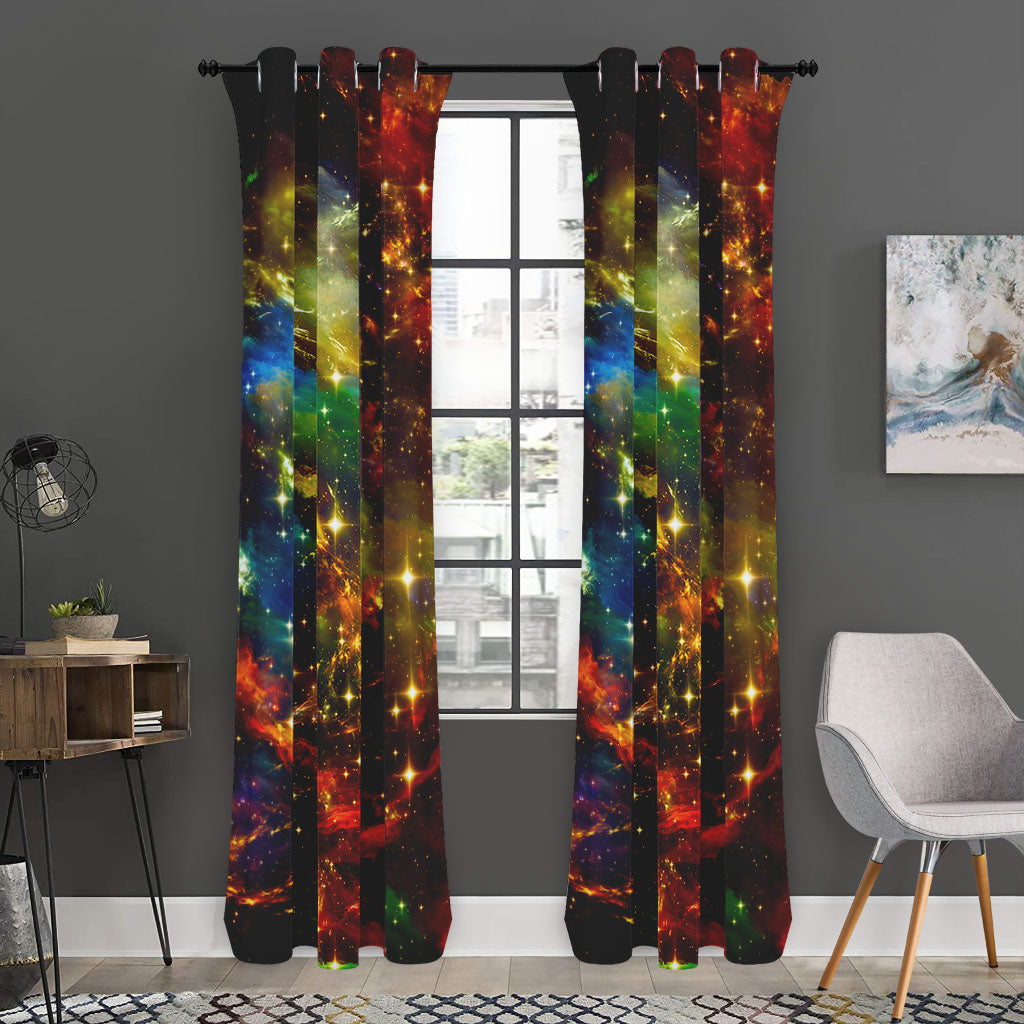 Colorful Universe Galaxy Space Print Curtain
