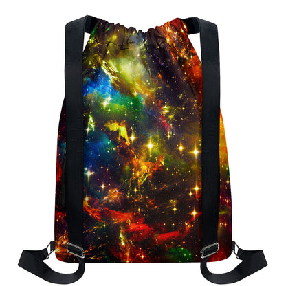 Colorful Universe Galaxy Space Print Drawstring Backpack