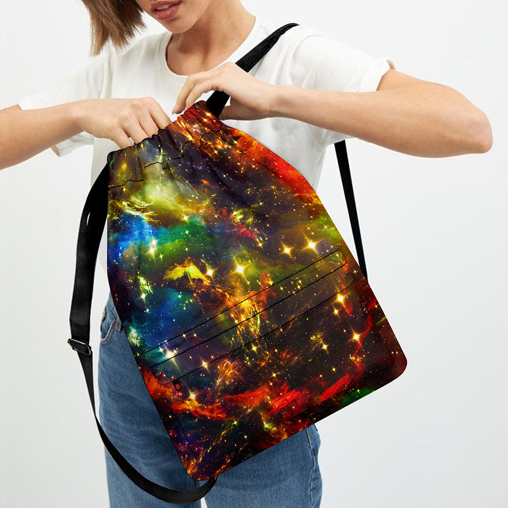 Colorful Universe Galaxy Space Print Drawstring Backpack