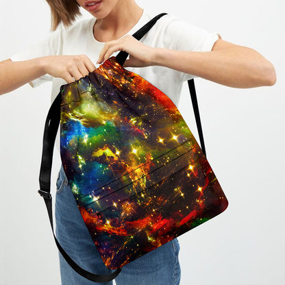 Colorful Universe Galaxy Space Print Drawstring Backpack