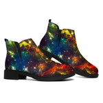 Colorful Universe Galaxy Space Print Flat Ankle Boots