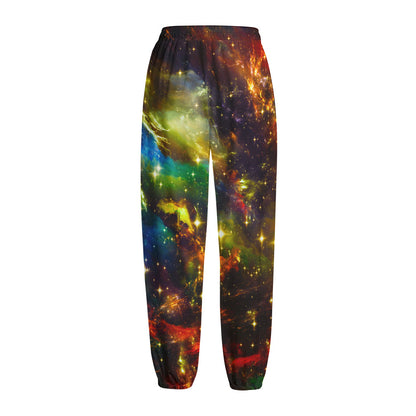 Colorful Universe Galaxy Space Print Fleece Lined Knit Pants