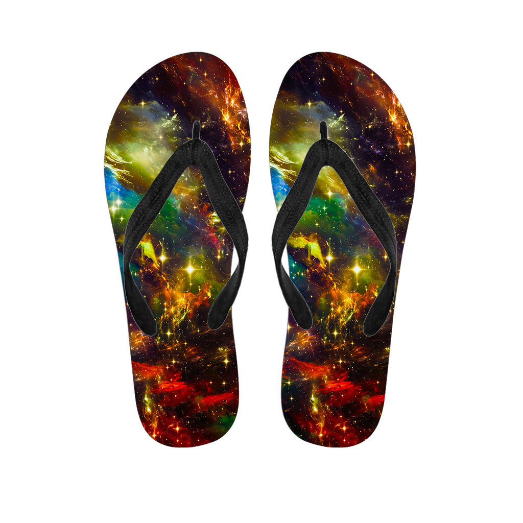 Colorful Universe Galaxy Space Print Flip Flops