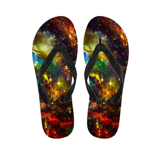 Colorful Universe Galaxy Space Print Flip Flops