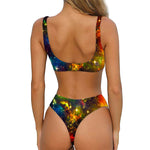 Colorful Universe Galaxy Space Print Front Bow Tie Bikini