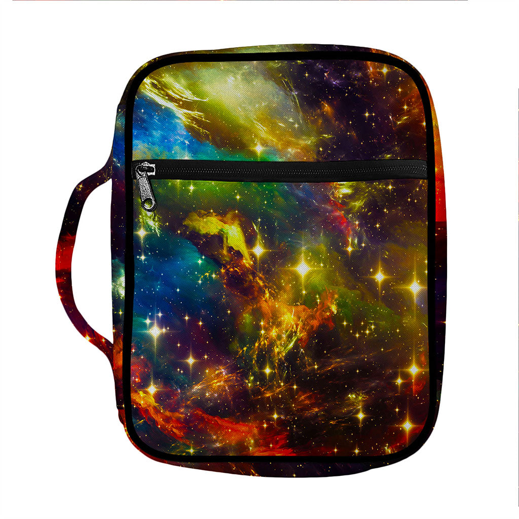 Colorful Universe Galaxy Space Print Front Pocket Bible Bag