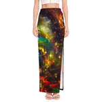 Colorful Universe Galaxy Space Print High Slit Maxi Skirt