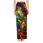 Colorful Universe Galaxy Space Print High Slit Maxi Skirt