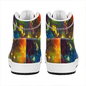 Colorful Universe Galaxy Space Print High Top Leather Sneakers