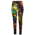 Colorful Universe Galaxy Space Print High-Waisted Pocket Leggings
