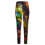 Colorful Universe Galaxy Space Print High-Waisted Pocket Leggings