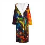 Colorful Universe Galaxy Space Print Hooded Bathrobe