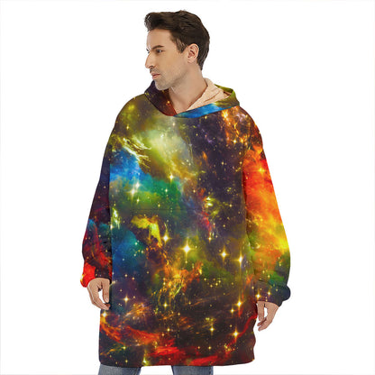 Colorful Universe Galaxy Space Print Hoodie Blanket