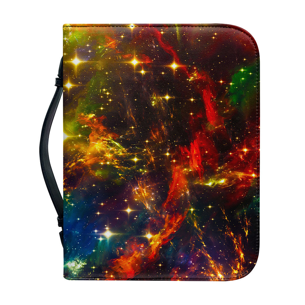 Colorful Universe Galaxy Space Print Leather Bible Cover