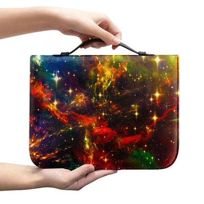 Colorful Universe Galaxy Space Print Leather Bible Cover