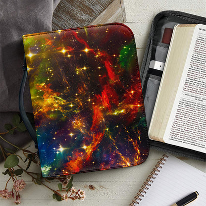 Colorful Universe Galaxy Space Print Leather Bible Cover