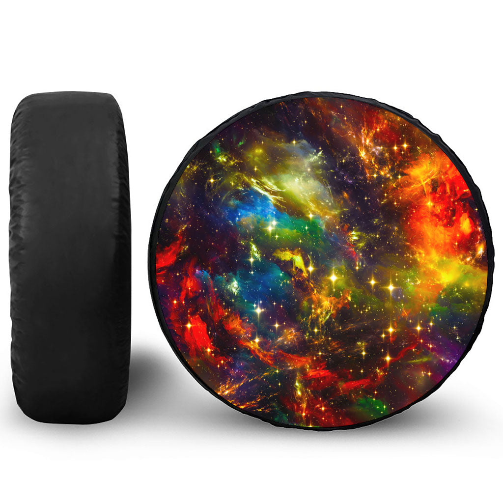 Colorful Universe Galaxy Space Print Leather Spare Tire Cover
