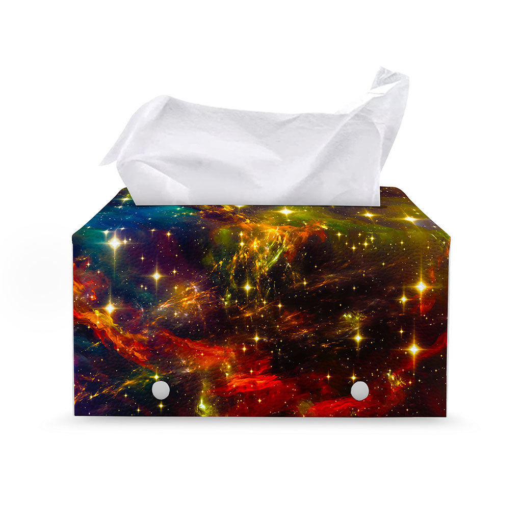 Colorful Universe Galaxy Space Print Leather Tissue Box Cover
