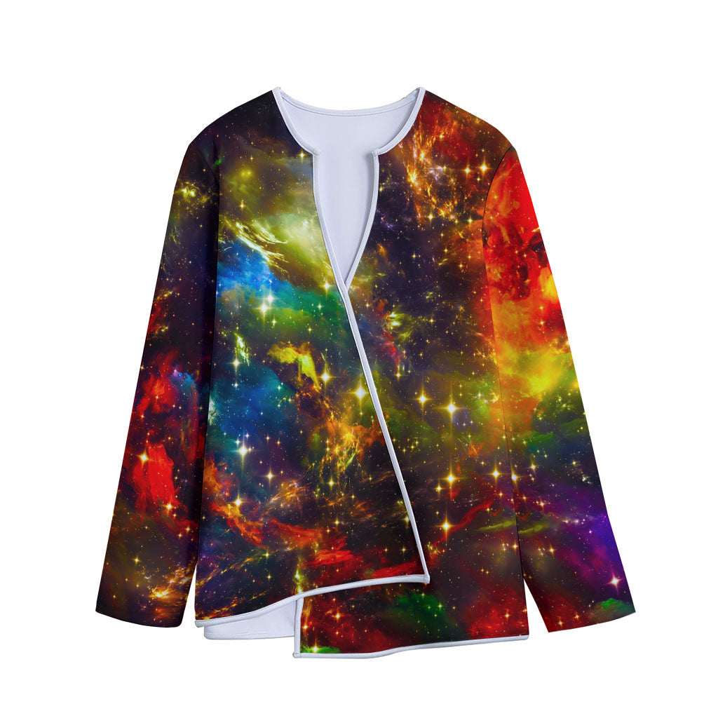 Colorful Universe Galaxy Space Print Long Sleeve Short Coat