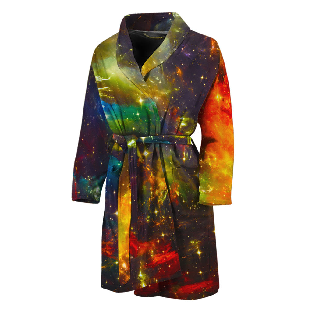 Colorful Universe Galaxy Space Print Men's Bathrobe