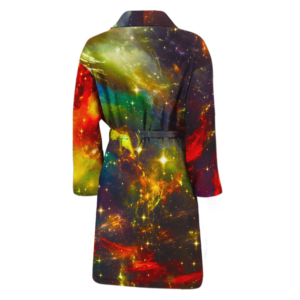 Colorful Universe Galaxy Space Print Men's Bathrobe