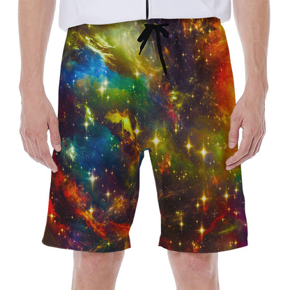 Colorful Universe Galaxy Space Print Men's Beach Shorts