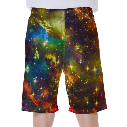 Colorful Universe Galaxy Space Print Men's Beach Shorts