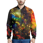 Colorful Universe Galaxy Space Print Men's Bomber Jacket