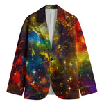 Colorful Universe Galaxy Space Print Men's Cotton Blazer
