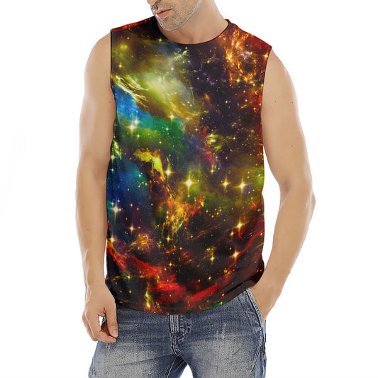 Colorful Universe Galaxy Space Print Men's Fitness Tank Top