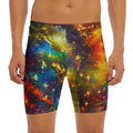 Colorful Universe Galaxy Space Print Men's Long Boxer Briefs