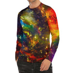Colorful Universe Galaxy Space Print Men's Long Sleeve Rash Guard