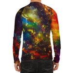 Colorful Universe Galaxy Space Print Men's Long Sleeve Rash Guard