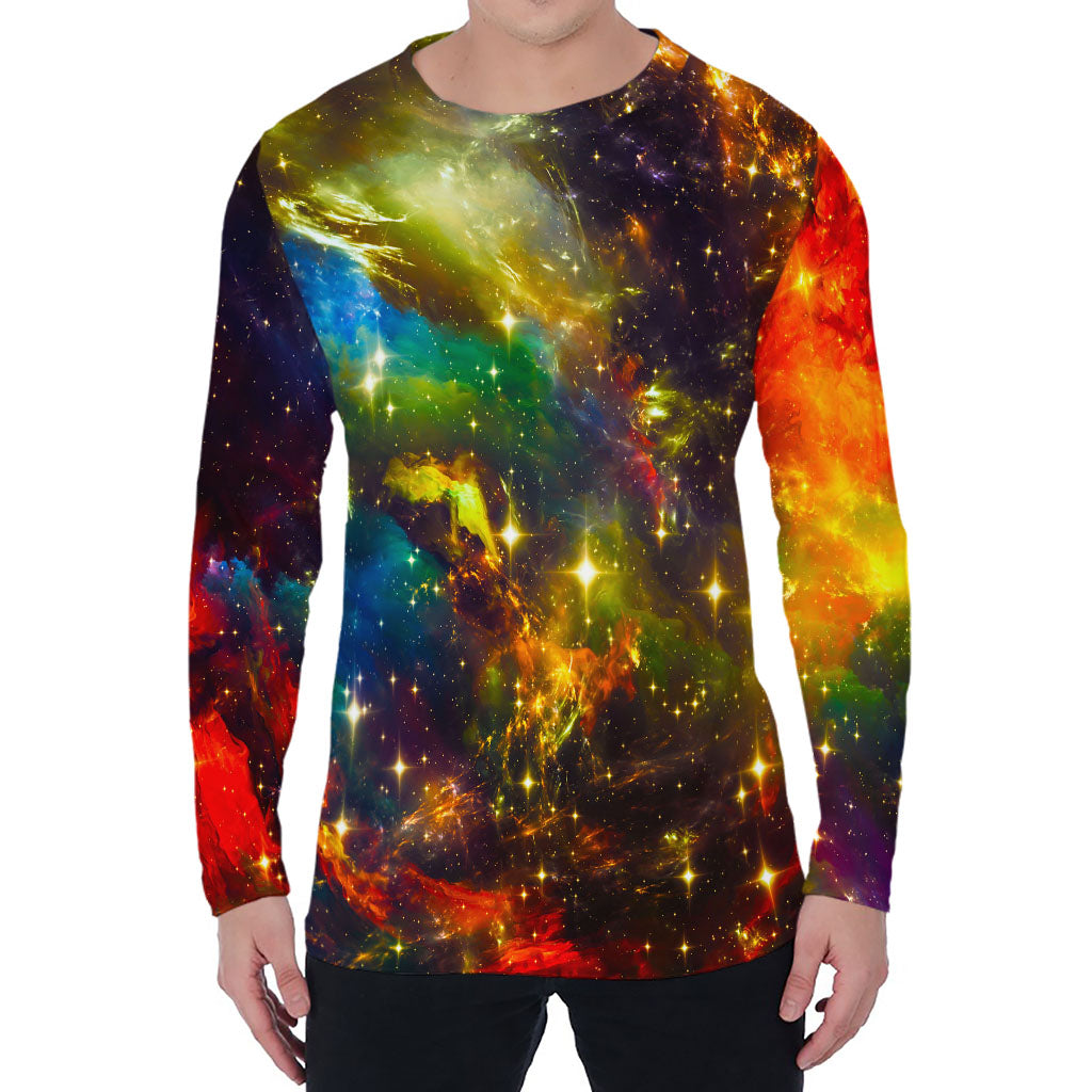 Colorful Universe Galaxy Space Print Men's Long Sleeve T-Shirt