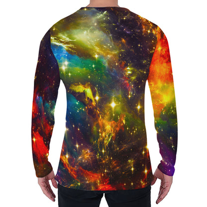 Colorful Universe Galaxy Space Print Men's Long Sleeve T-Shirt