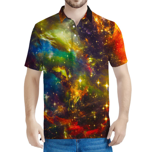 Colorful Universe Galaxy Space Print Men's Polo Shirt
