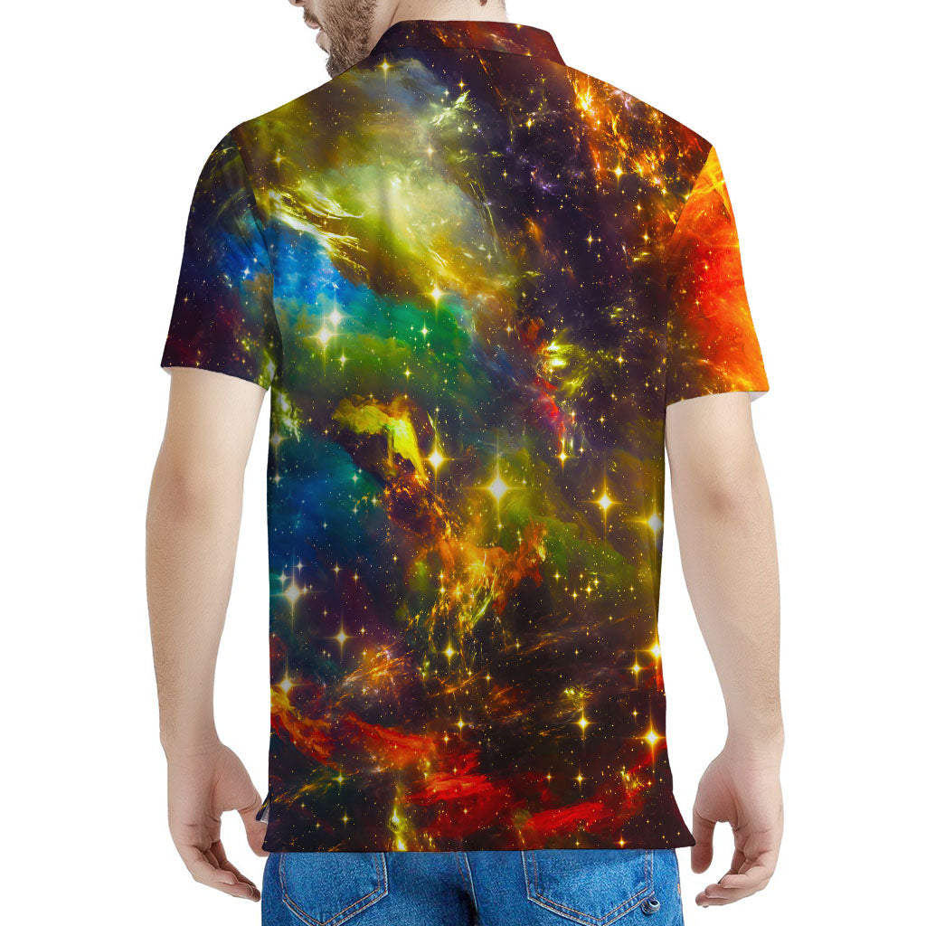 Colorful Universe Galaxy Space Print Men's Polo Shirt