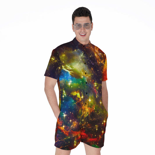 Colorful Universe Galaxy Space Print Men's Rompers