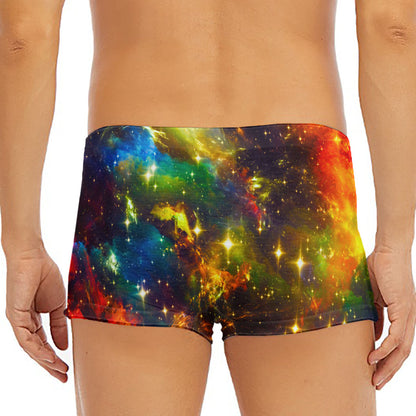 Colorful Universe Galaxy Space Print Men's Short Boxer Briefs