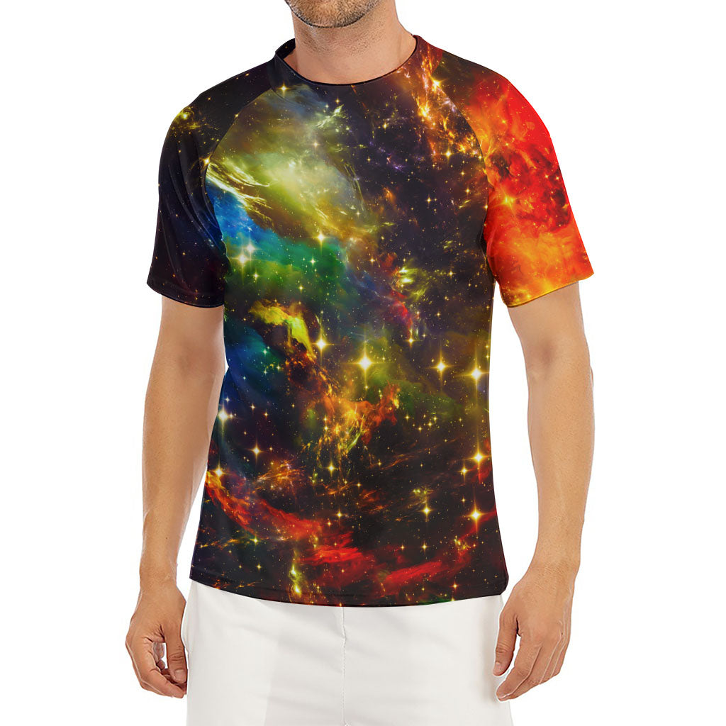 Colorful Universe Galaxy Space Print Men's Short Sleeve Rash Guard