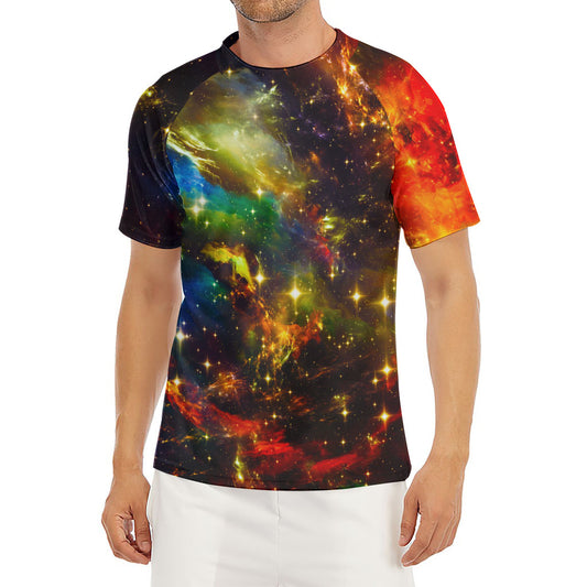 Colorful Universe Galaxy Space Print Men's Short Sleeve Rash Guard