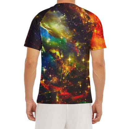 Colorful Universe Galaxy Space Print Men's Short Sleeve Rash Guard