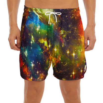 Colorful Universe Galaxy Space Print Men's Split Running Shorts