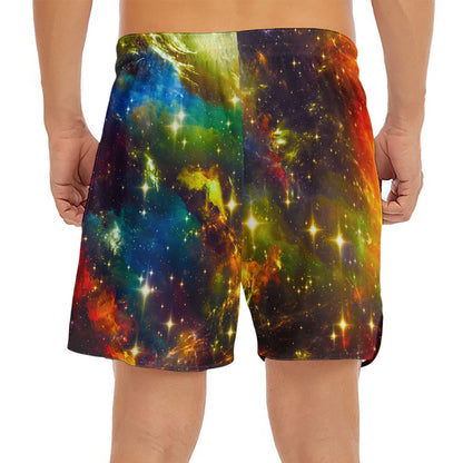 Colorful Universe Galaxy Space Print Men's Split Running Shorts