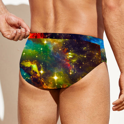Colorful Universe Galaxy Space Print Men's Swim Briefs
