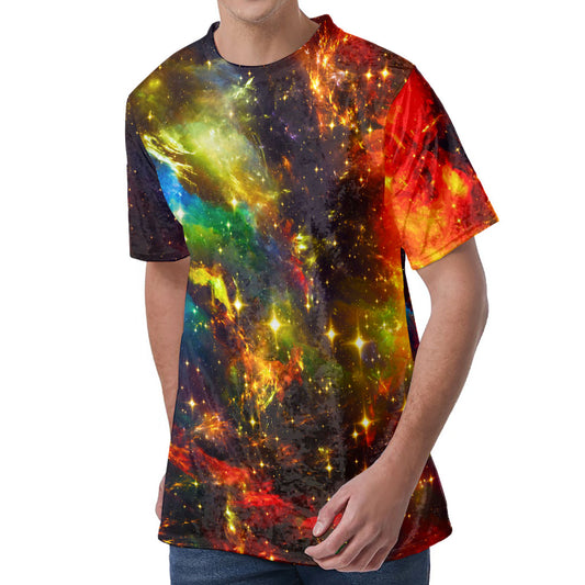 Colorful Universe Galaxy Space Print Men's Velvet T-Shirt