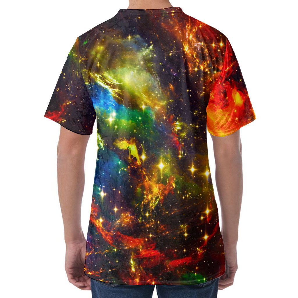 Colorful Universe Galaxy Space Print Men's Velvet T-Shirt